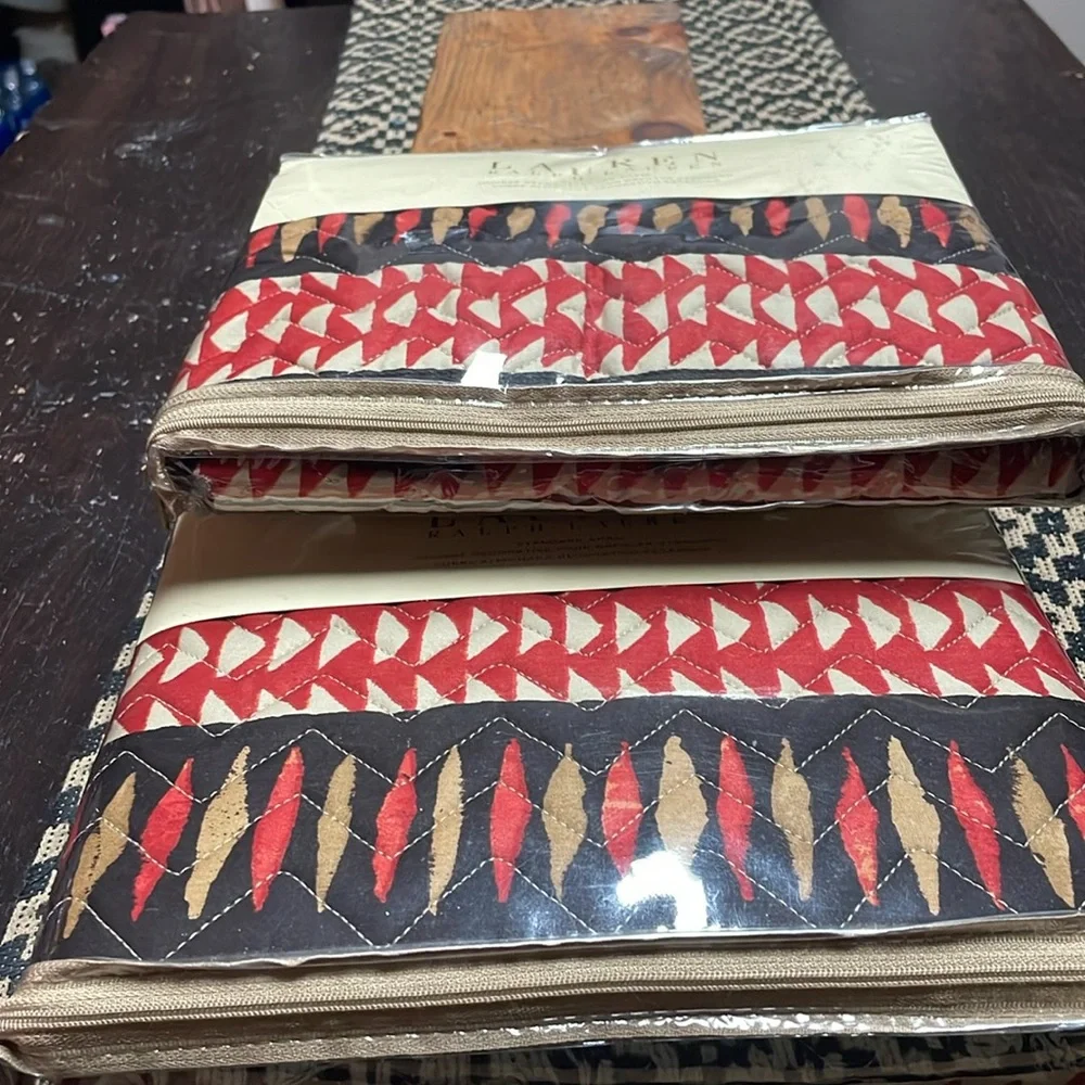 NIP RALPH LAUREN Heritage Balti Brown Multi Quilted STANDARD Sham Set of (2)